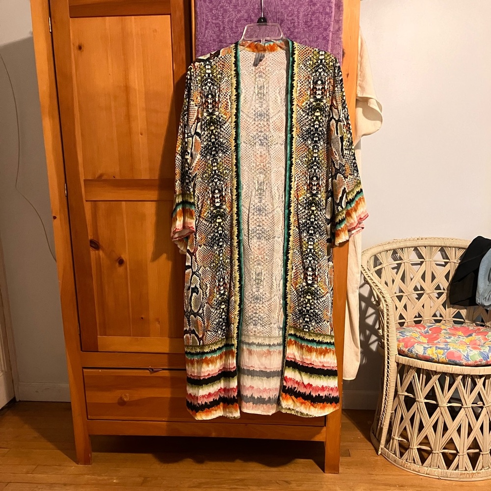 Long snake skin design colorful duster